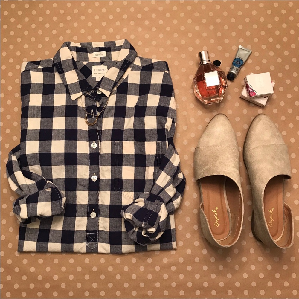 J. Crew Navy Gingham Tunic